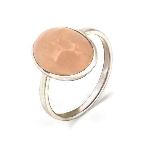 Anillo de Cuarzo Rosa Oval en Plata