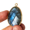 Colgante Oval Labradorita en Acero Dorado | Luz Boreal