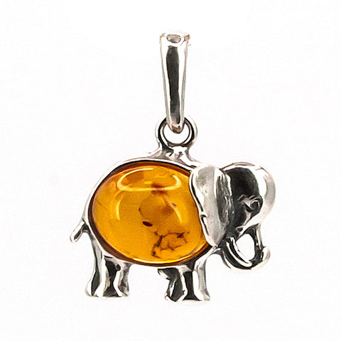 Colgante de Ámbar Elefante de Fortuna en Plata