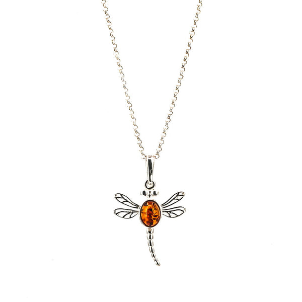 Colgante de Ámbar Libélula de Luz en Plata cadena