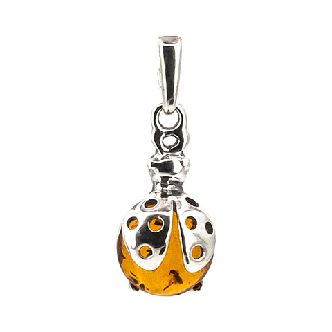 Colgante de Ámbar Mariquita en Plata