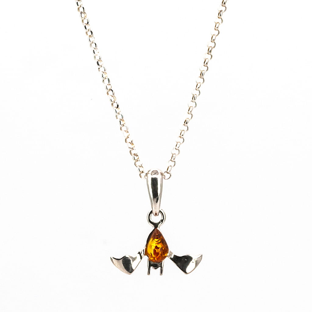 Colgante de Ámbar Murciélago en Plata