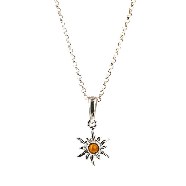 Colgante de Ámbar Sol Interior en Plata