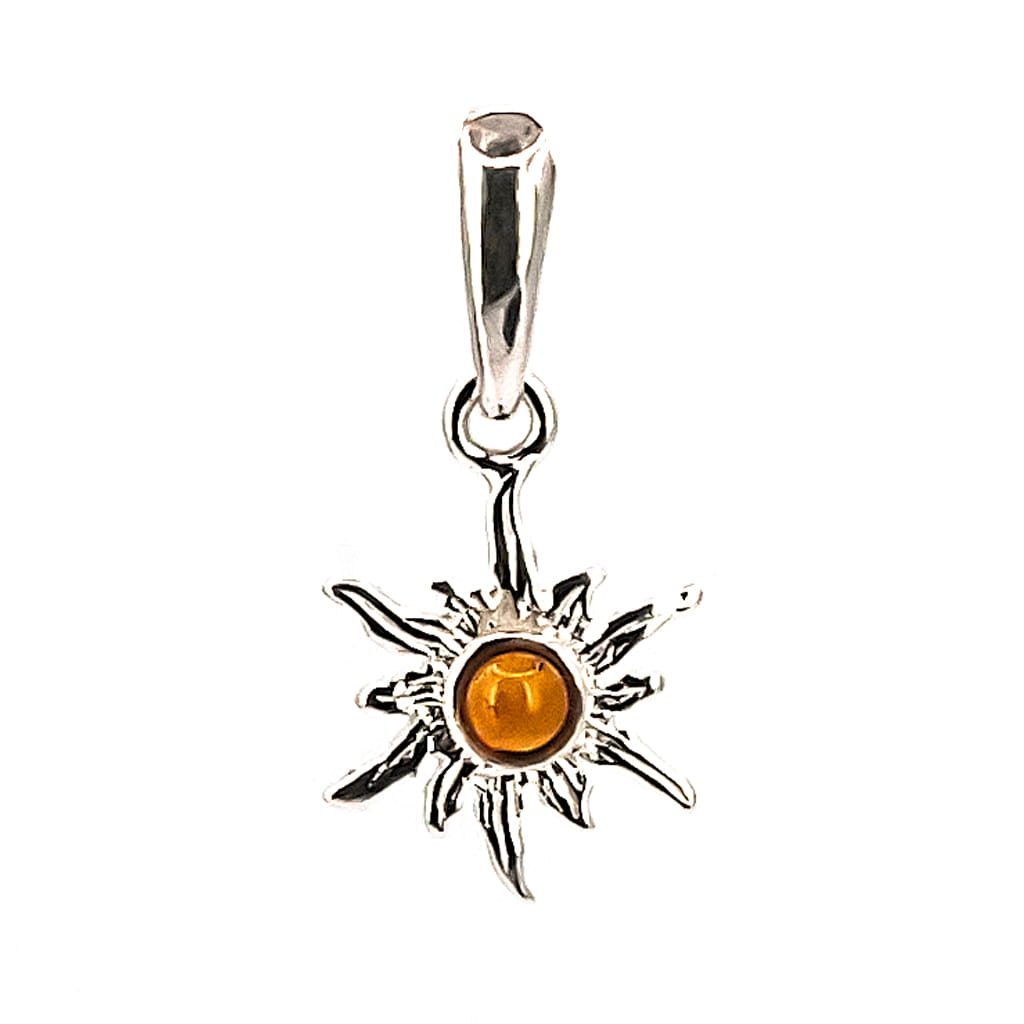Colgante de Ámbar Sol Interior en Plata