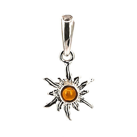 Colgante de Ámbar Sol Interior en Plata