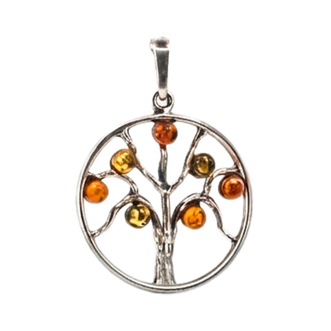 Colgante de Ámbar Árbol Esencial en Plata