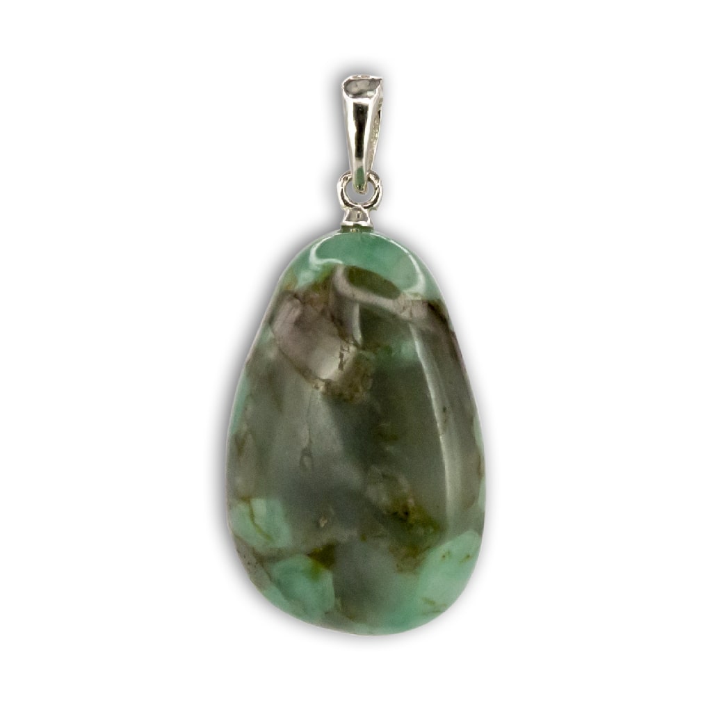 Colgante de Esmeralda Rodado con Plata de ley