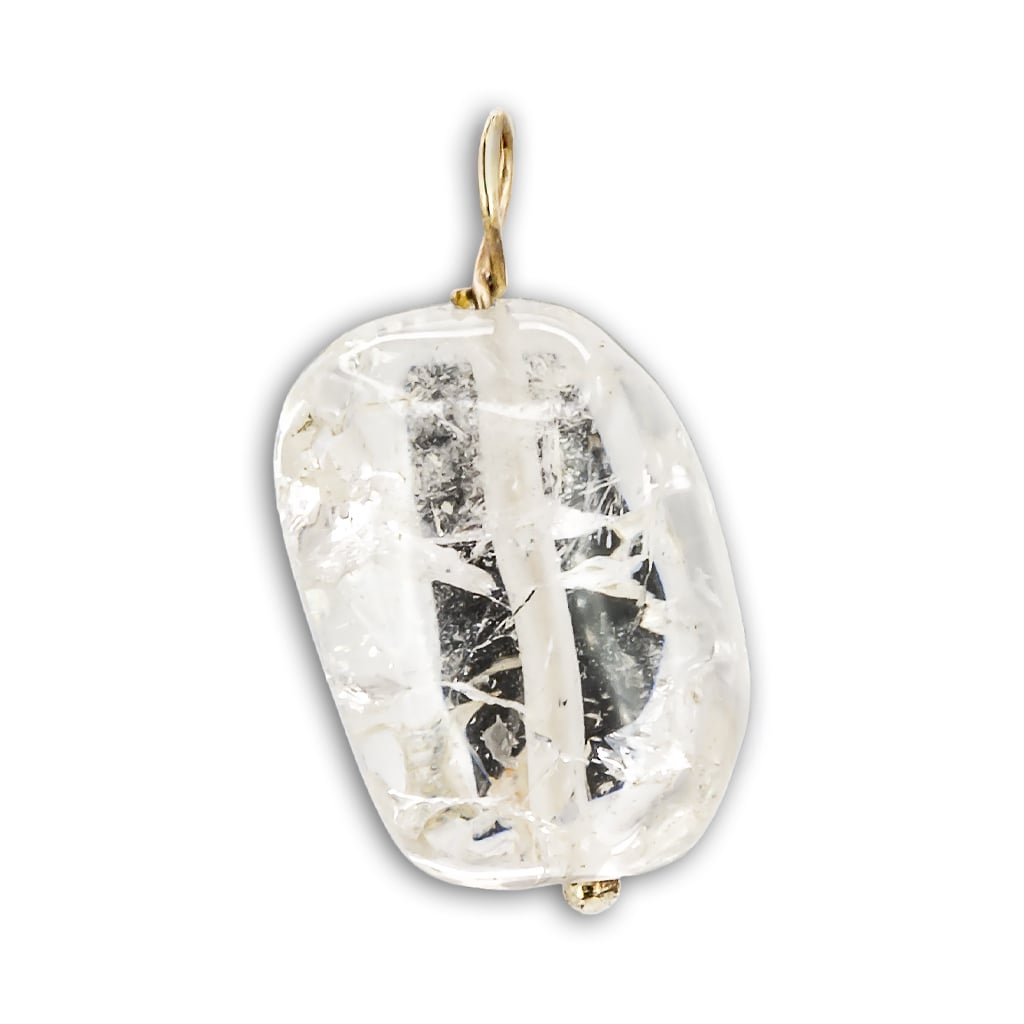Colgante de Cuarzo Cristal de Roca Craquelado Rodado