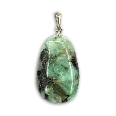 Colgante de Esmeralda Rodado con Plata