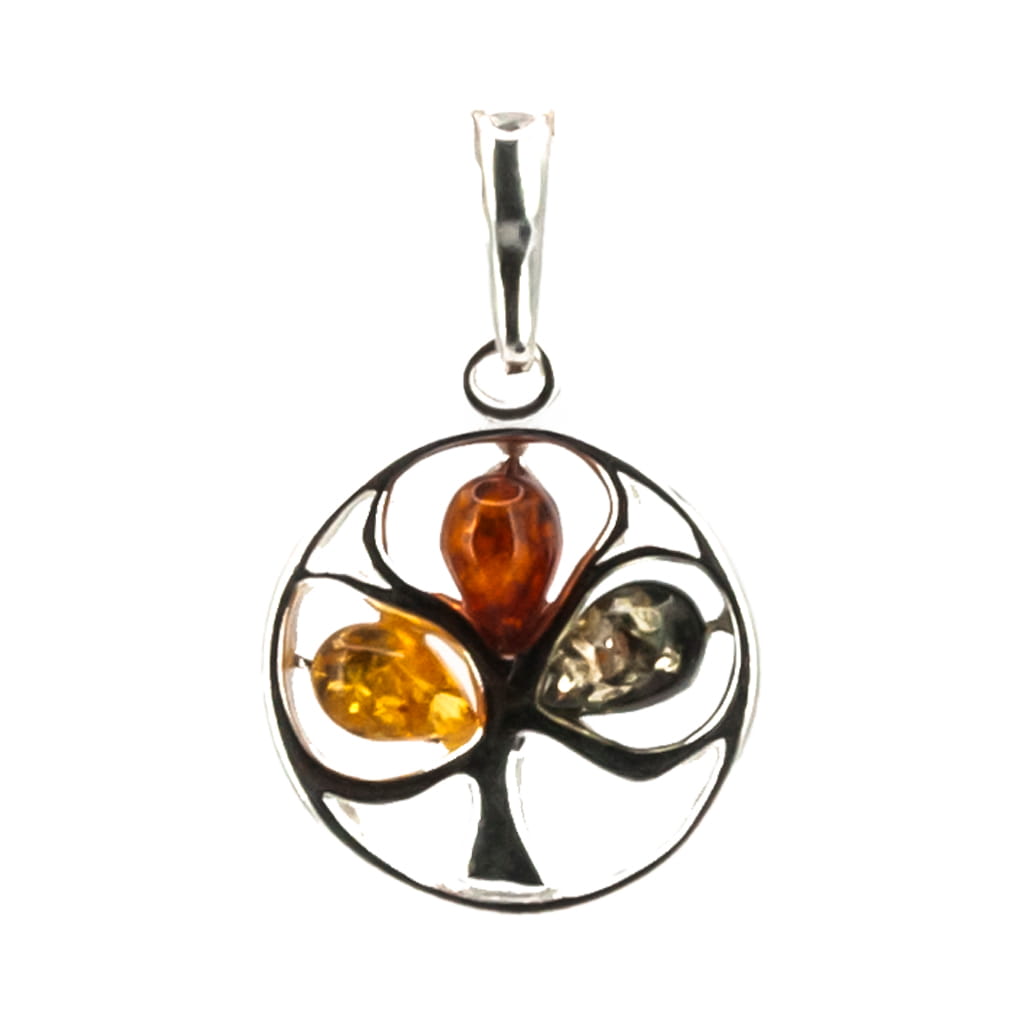 Colgante de Ámbar Árbol de Armonía en Plata