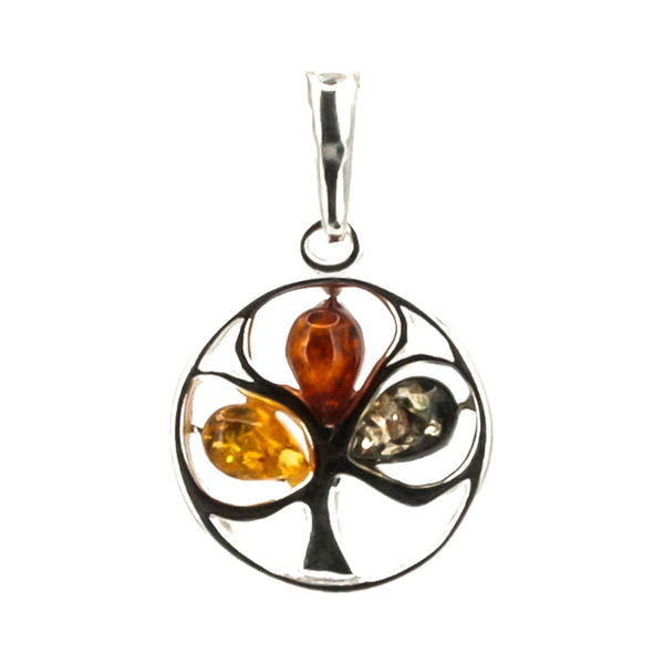 Colgante de Ámbar Árbol de Armonía en Plata