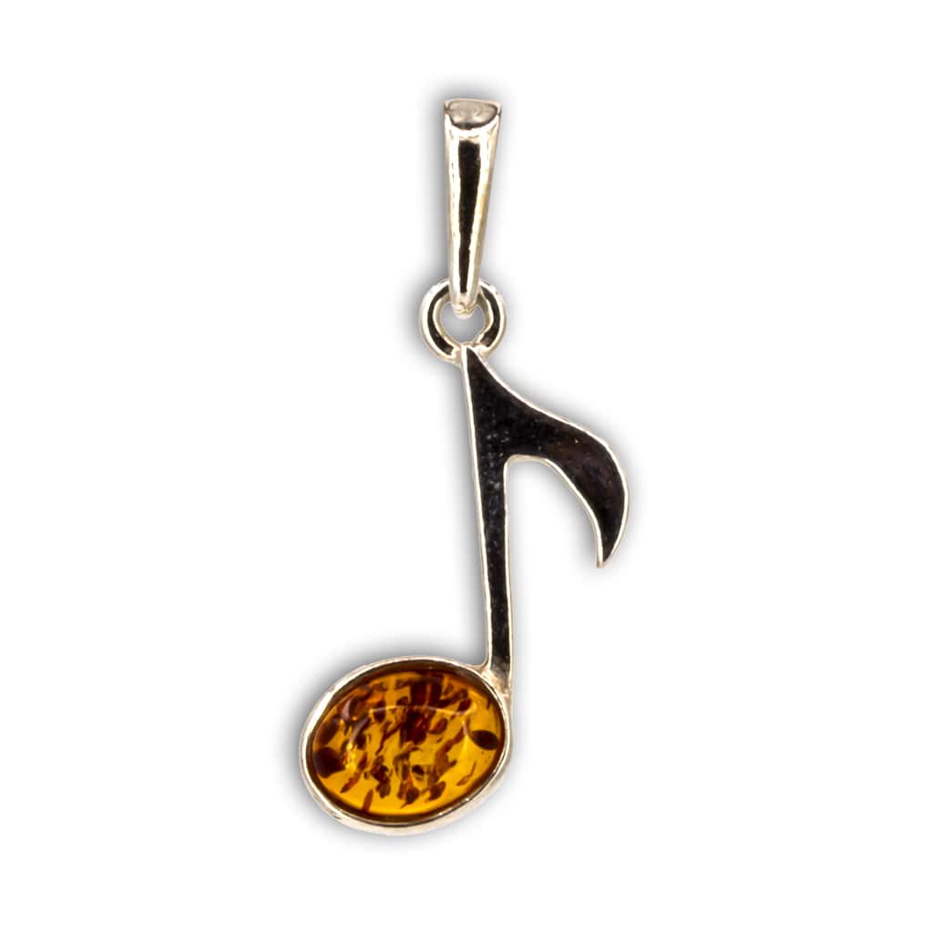 Colgante de Ámbar Clave de Sol en Plata