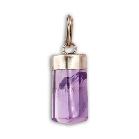 Colgante de Amatista en Barra con Plata | Pilar de Luz Violeta