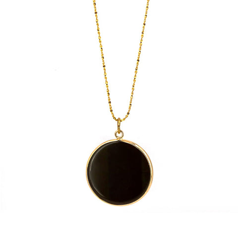 Collar Círculo de Obsidiana en Acero Dorado | Amuleto de Protección y Equilibrio