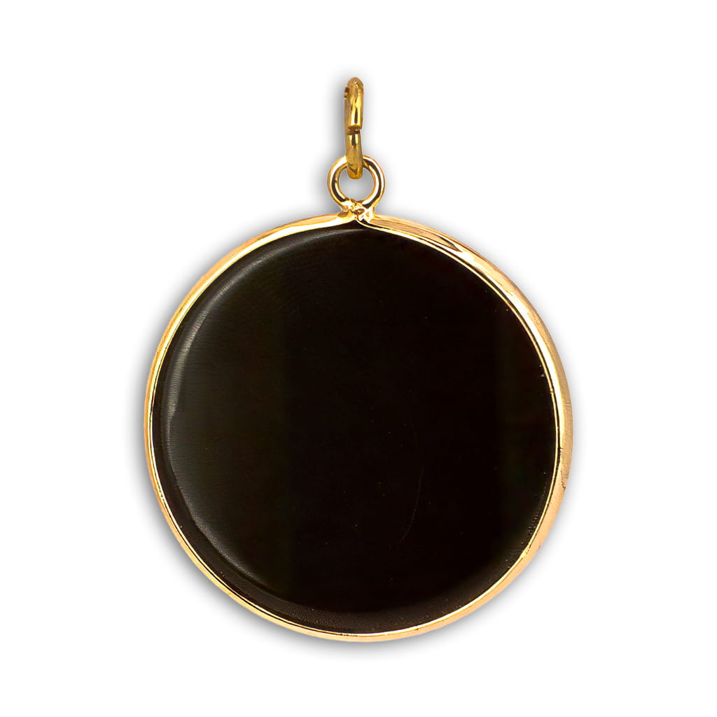 Colgante Círculo de Obsidiana en Acero Dorado