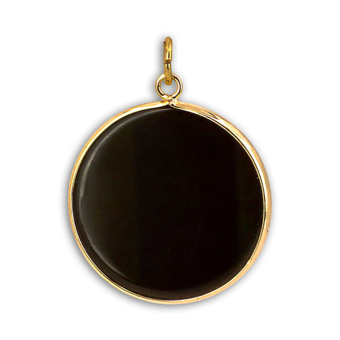 Colgante Círculo de Obsidiana en Acero Dorado | Amuleto de Protección y Equilibrio