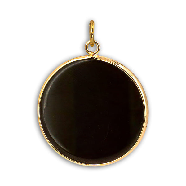 Colgante Círculo de Obsidiana en Acero Dorado