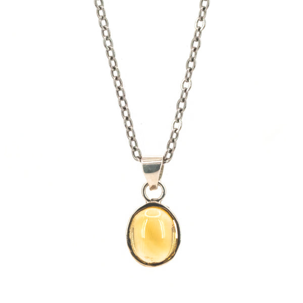 Colgante de Citrino oval en Plata cadena