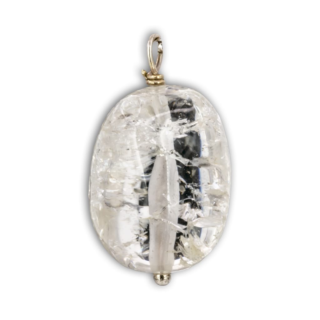 Colgante de Cuarzo Cristal de Roca Craquelado Rodado