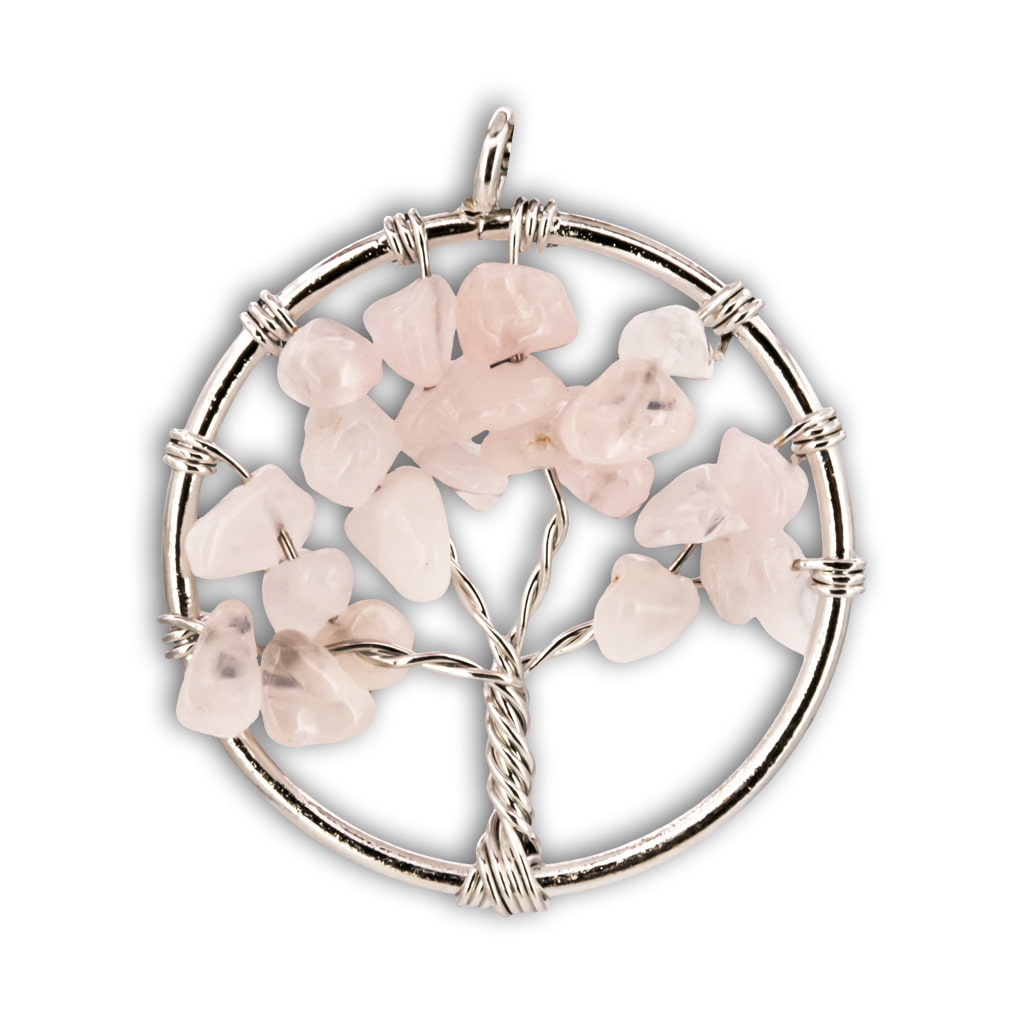 Colgante de Árbol de la Vida de Cuarzo rosa