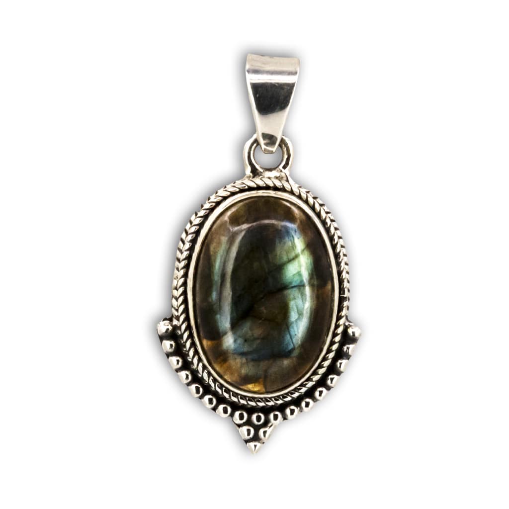 Colgante de Labradorita cordón en Plata