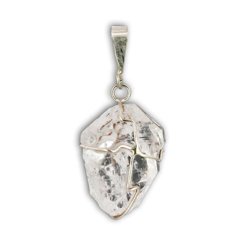 Colgante de Cuarzo Herkimer en bruto con Plata