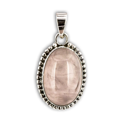 Colgante de Cuarzo Rosa bolitas en Plata