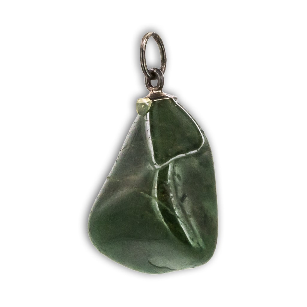 Colgante de Cuarzo Verde Rodado con Plata