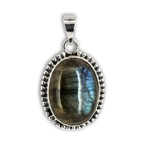 Colgante de Labradorita Oval en Plata