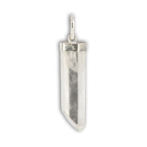Colgante de Punta de Cuarzo en bruto con Plata