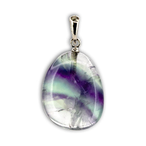 Colgante de Fluorita Rodado con Plata de ley