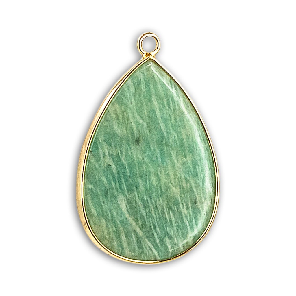Colgante Lágrima de Amazonita en Acero Dorado 