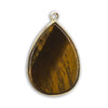 Colgante Lágrima de Ojo de Tigre en Acero Dorado 