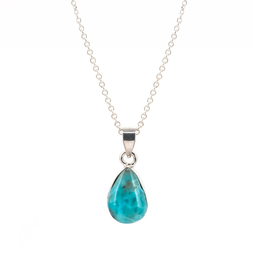 Colgante de Larimar Gota en Plata cadena
