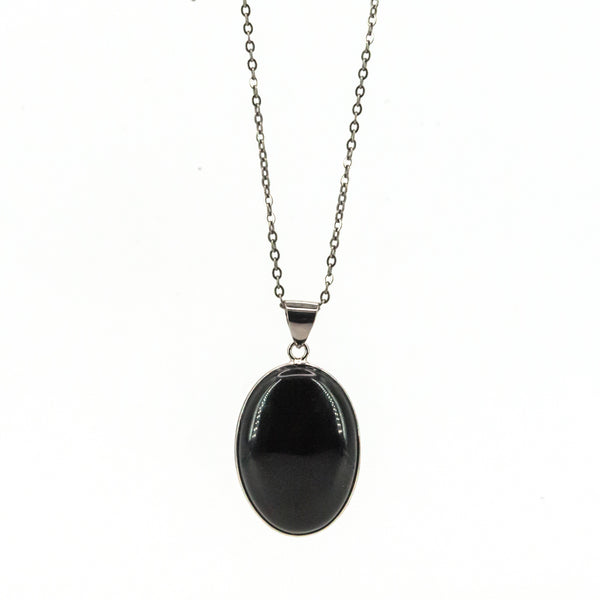 Colgante de Obsidiana Arcoíris en Acero cadena