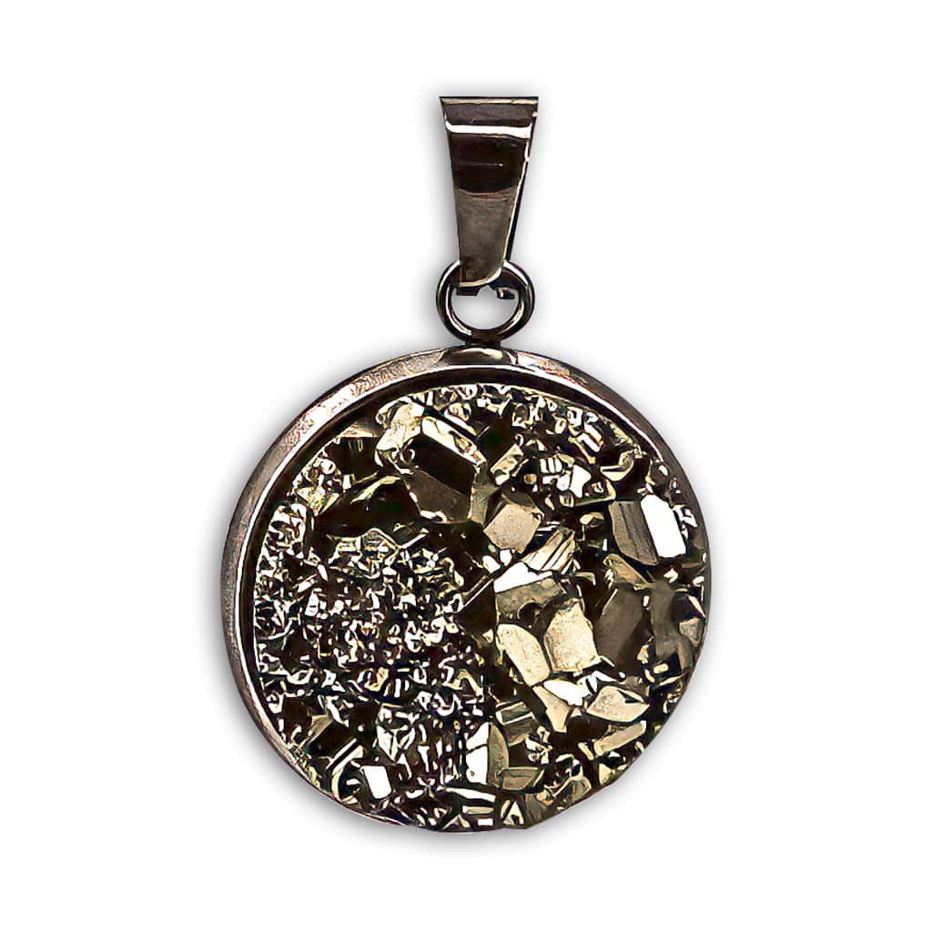 Colgante de Pirita circular con Acero