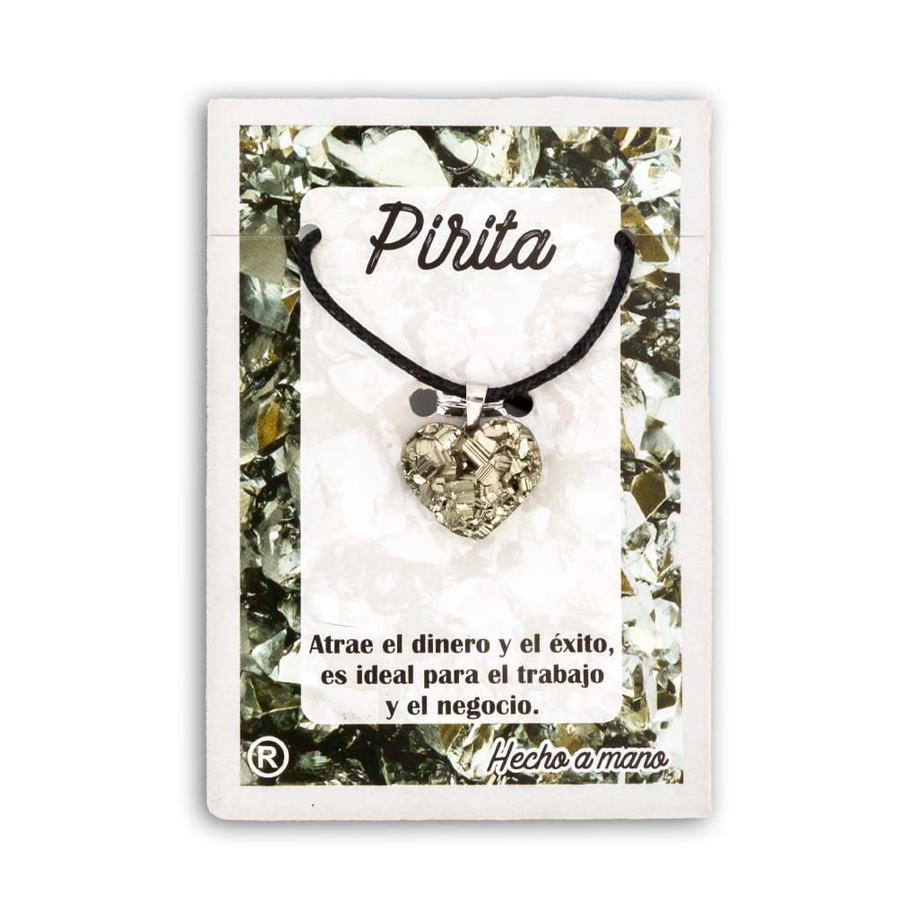 Colgante de Pirita Drusa corazón con Acero