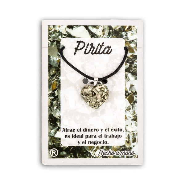 Colgante de Pirita Drusa corazón con Acero