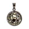Colgante de Pirita Drusa circular con Acero