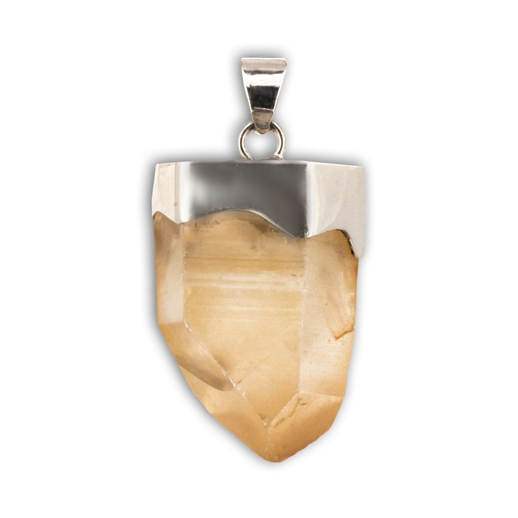 Colgante punta de cuarzo citrino ancho