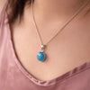 Colgante de Larimar Círculo interior en Plata