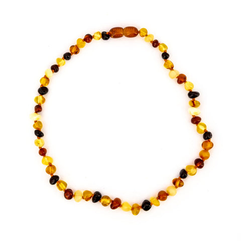 Collar de Ámbar Multicolor Bola Irregular rosca