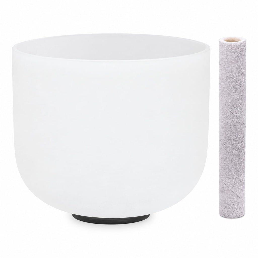 Cuenco Tibetano de Cuarzo Blanco de 20 cm palo