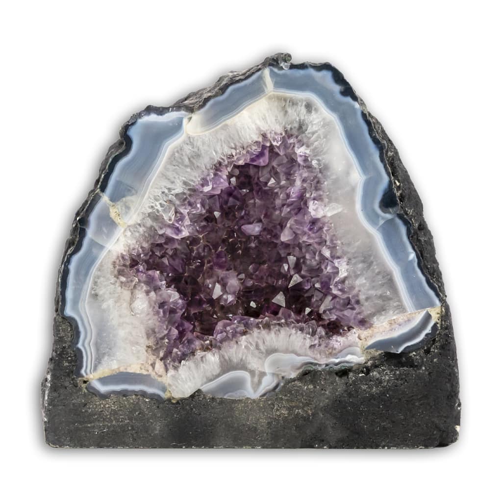 Geoda de Amatista con base plana grande Calcedonia y cuarzo