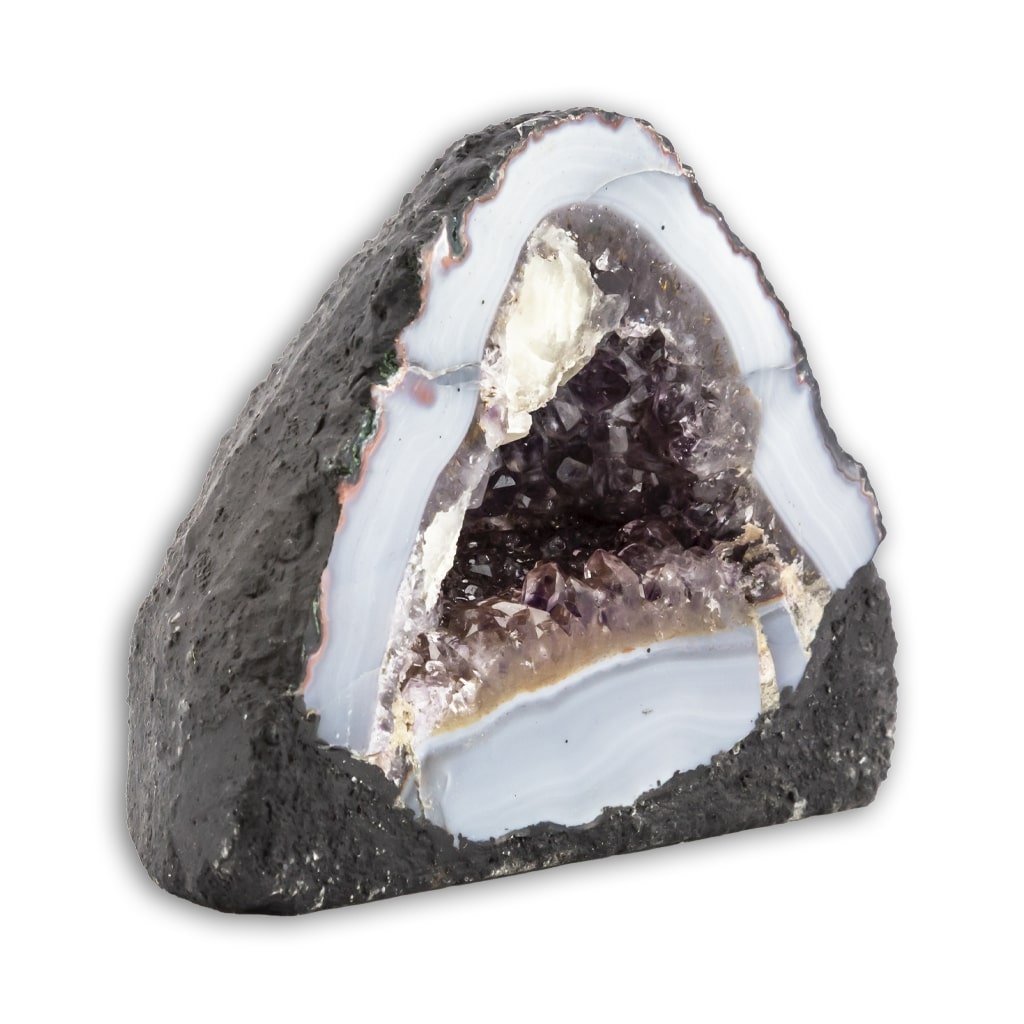 Geoda de Amatista con base plana grande calcita