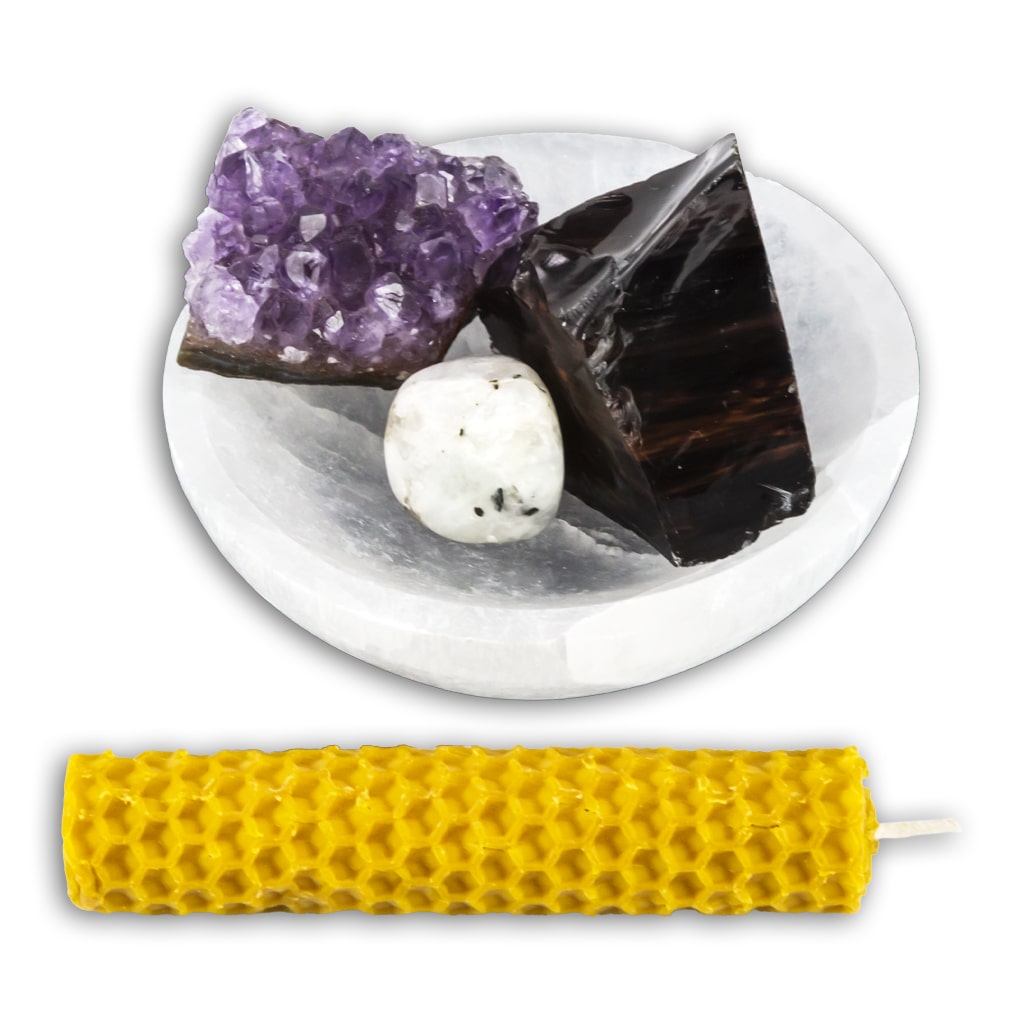 Pack de Minerales para Samhain - Rituales de Protección y Conexión Espiritual cuenco selenita