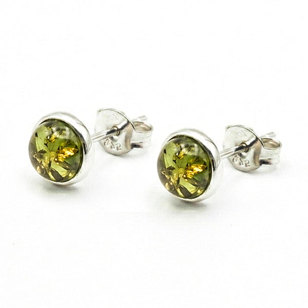 Pendiente de Ámbar verde en Plata