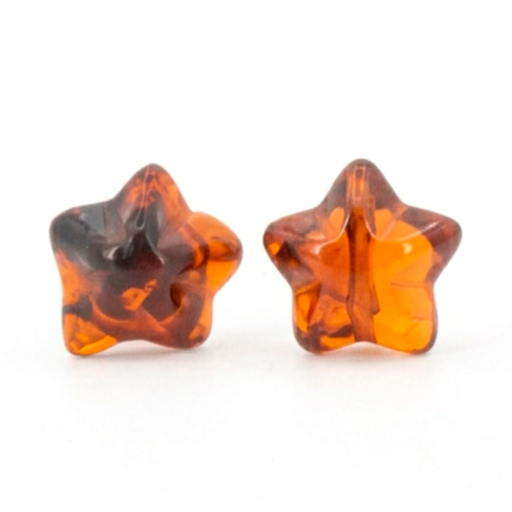 Pendiente de Ámbar Estrella en Plata presion