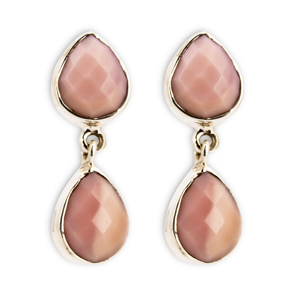 Pendientes opalo rosa doble lagrima