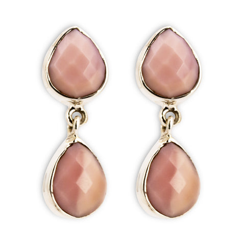 Pendientes opalo rosa doble lagrima